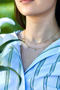 Load image into Gallery viewer, Golden Drops Necklace with Blue London Topaz gems
