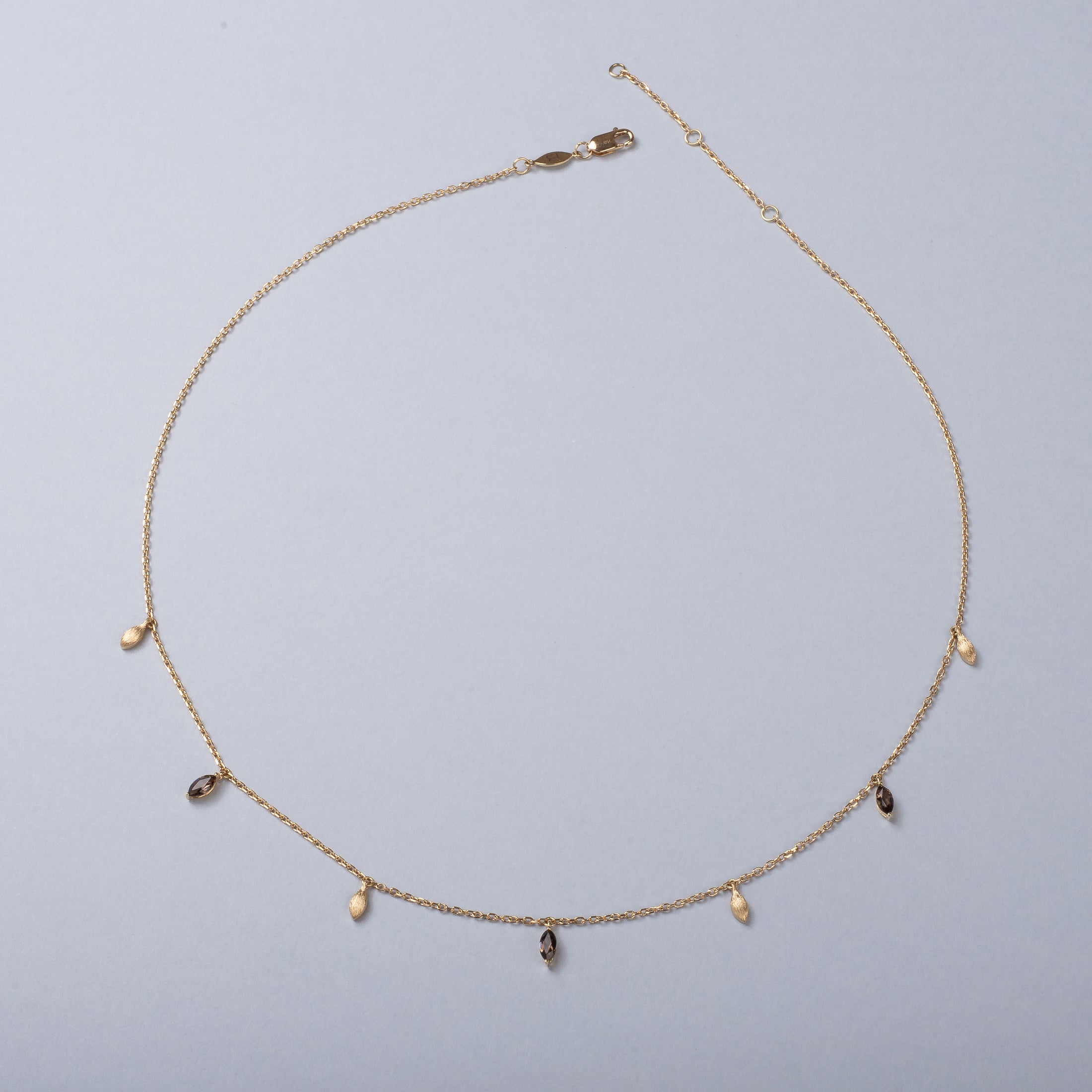 Golden Drops Necklace with Smoky Quartz
