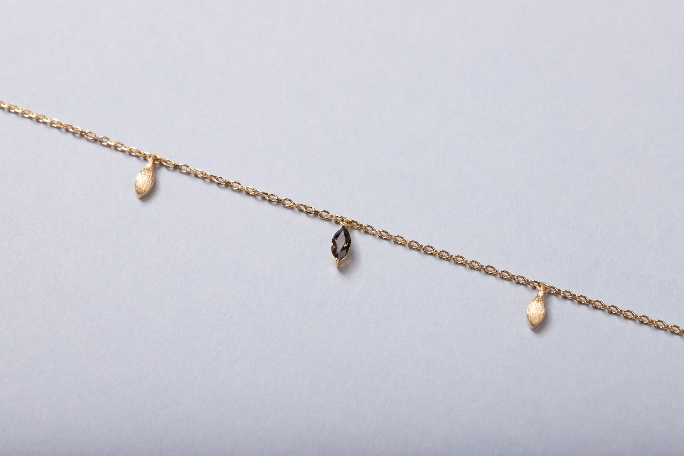 Golden Drops Necklace with Smoky Quartz