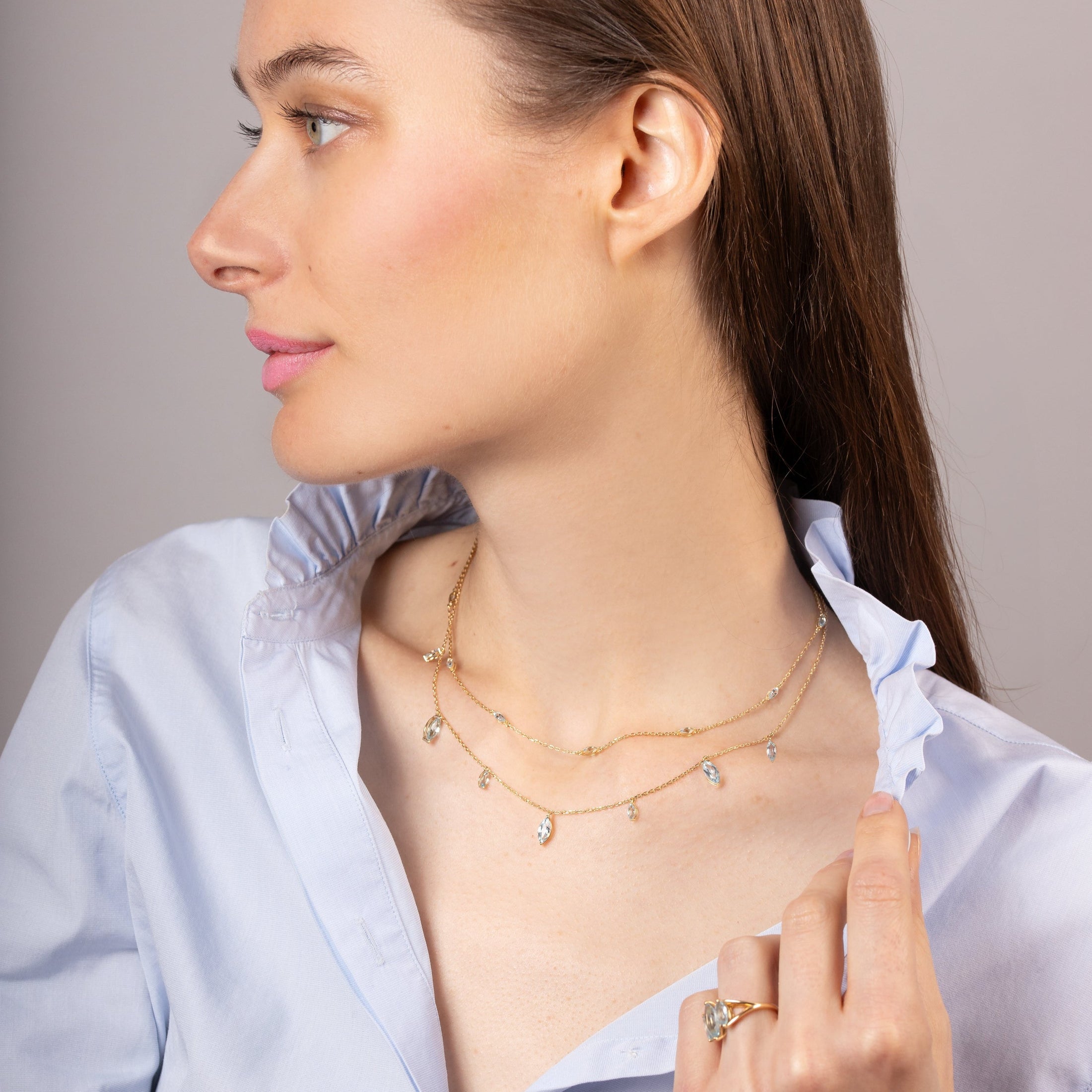 Raindrops Sky Blue Topaz Necklace