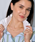 Load image into Gallery viewer, Golden Drops Necklace with Blue London Topaz gems

